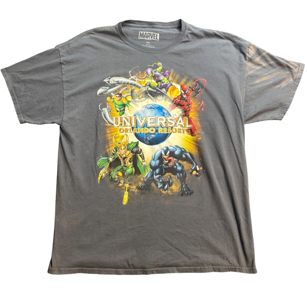 Marvel Universal Orlando Resort T-Shirt Mens 2XL Grey Venom Loki Graphic Tee